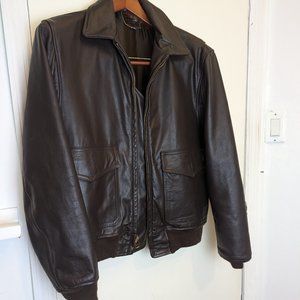 Brown G-1 Leather Bomber Navy Aviator Military Jacket Sz 44